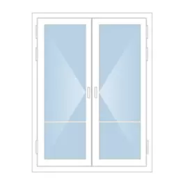 Входная двустворчатая алюминиевая дверь со стеклопакетом и вставкой  (холодная) в Москве заказать по ценам производителя с установкой «Лучшие окна»