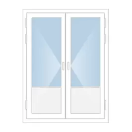Теплая двустворчатая алюминиевая дверь со стеклянной вставкой в Москве заказать по ценам производителя с установкой «Лучшие окна»