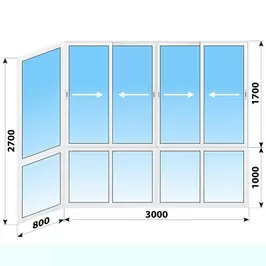 Раздвижное панорамное остекление балкона алюминиевыми окнами (угловое) в Москве заказать по ценам производителя с установкой «Лучшие окна»