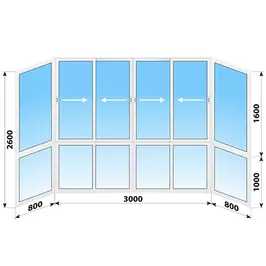 Раздвижное панорамное остекление балкона алюминиевыми окнами (П-образный) в Москве заказать по ценам производителя с установкой «Лучшие окна»